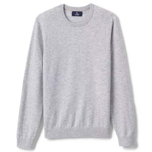 Mens Lands End Fine-Gauge Cashmere Crewneck Sweater Light Gray Grey Product Image