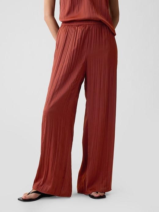 Crinkle Texture Satin Pants Product Image