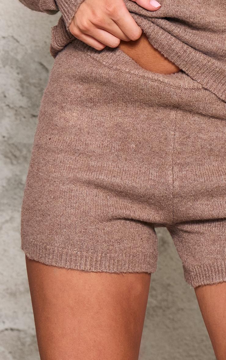 Petite Brown Knitted Low Rise Hotpants Product Image