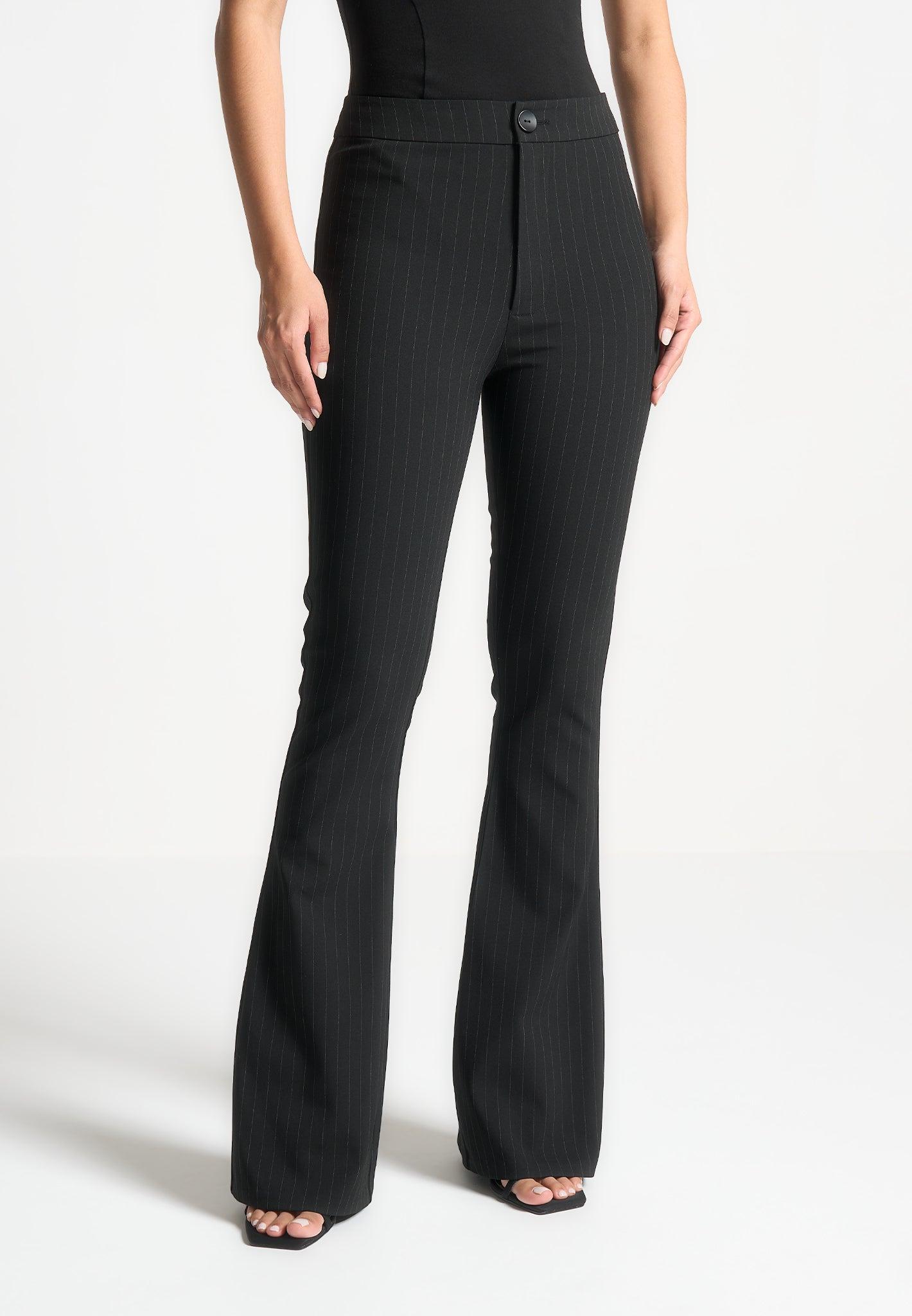 Pinstripe Fit and Flare Leggings - Black Female Product Image