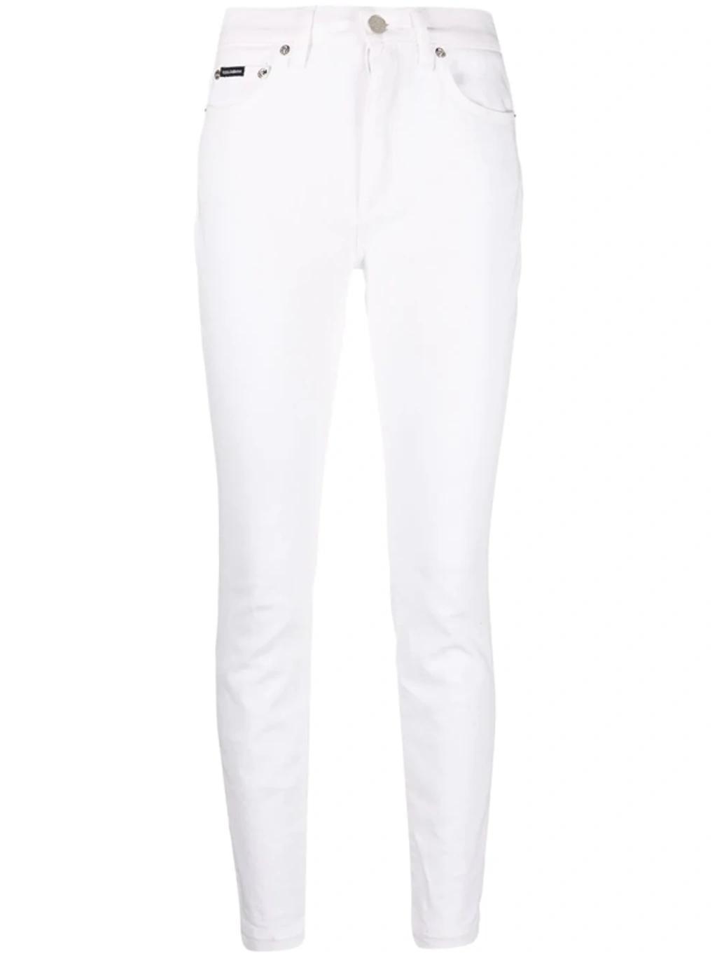 DOLCE & GABBANA Audrey High Waist Ankle Skinny Jeans In White Product Image