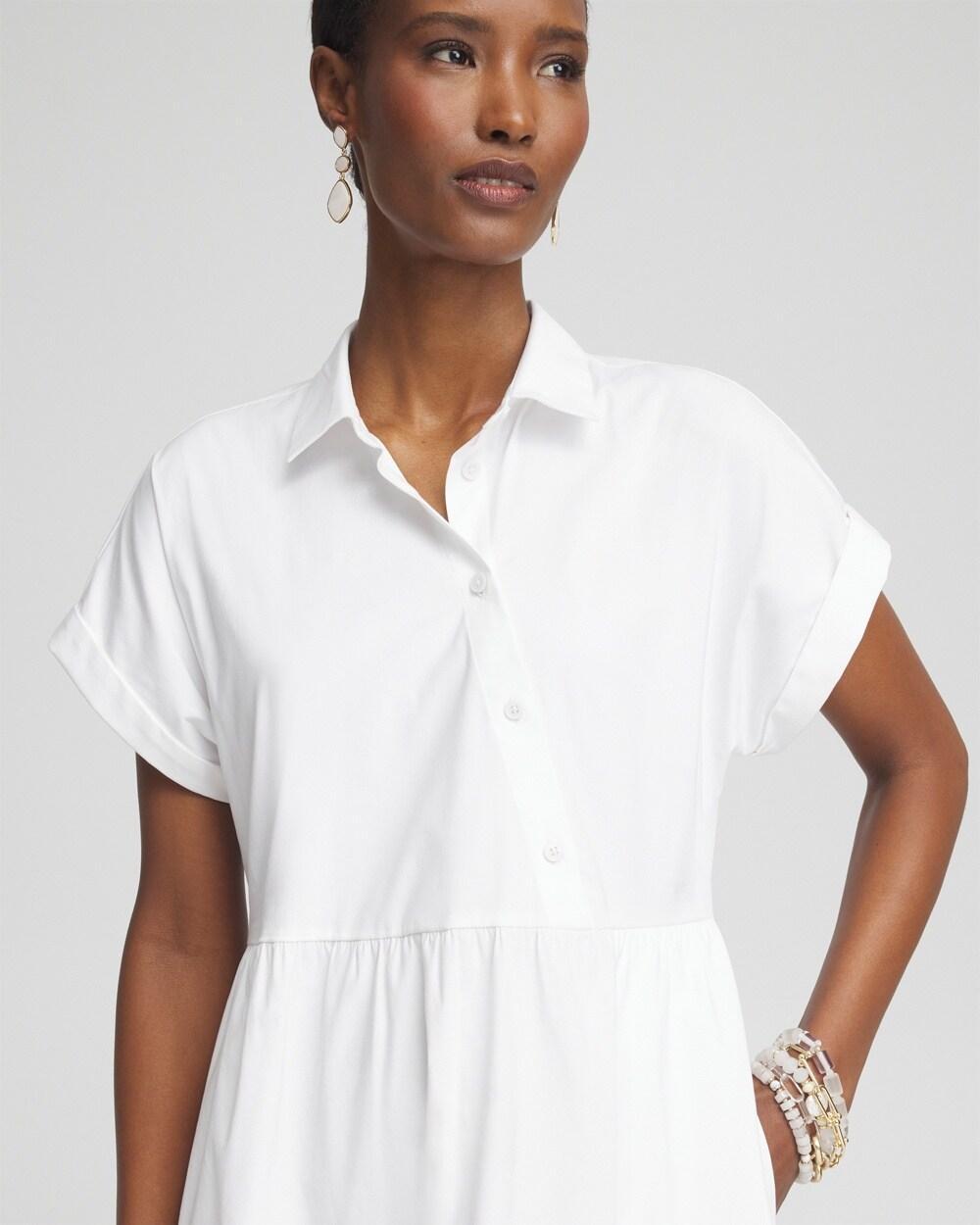 Poplin Diagonal Button Front Dress Product Image