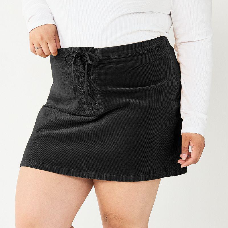 Juniors Plus Size SO Front Lace-Up Mini Skirt, Girls Product Image