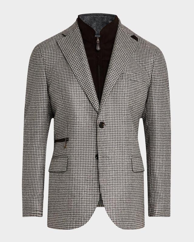 Men's Houndstooth Sport Coat with Suede Vest Product Image