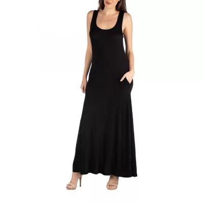 24/7 Comfort Apparel Scoop Neck Sleeveless Maxi Pocket Dress Product Image