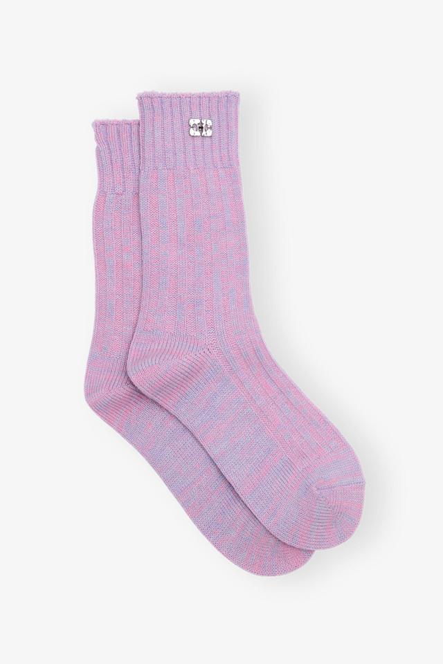 Purple Melange Ribbed Socks Product Image