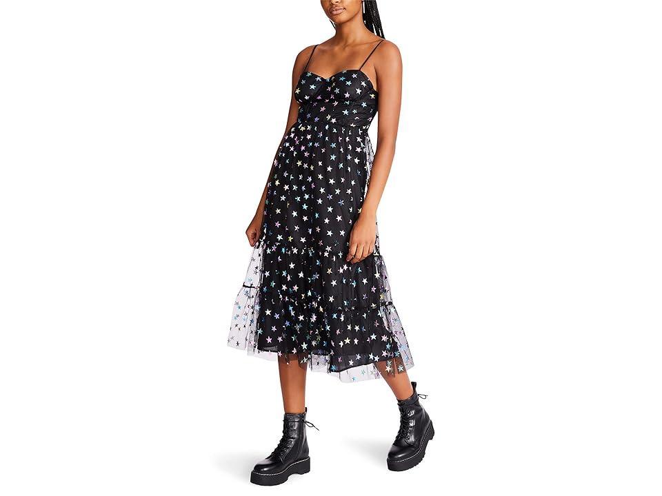 Betsey Johnson Rainbow Star Mesh Midi Dress Women's Dress Product Image