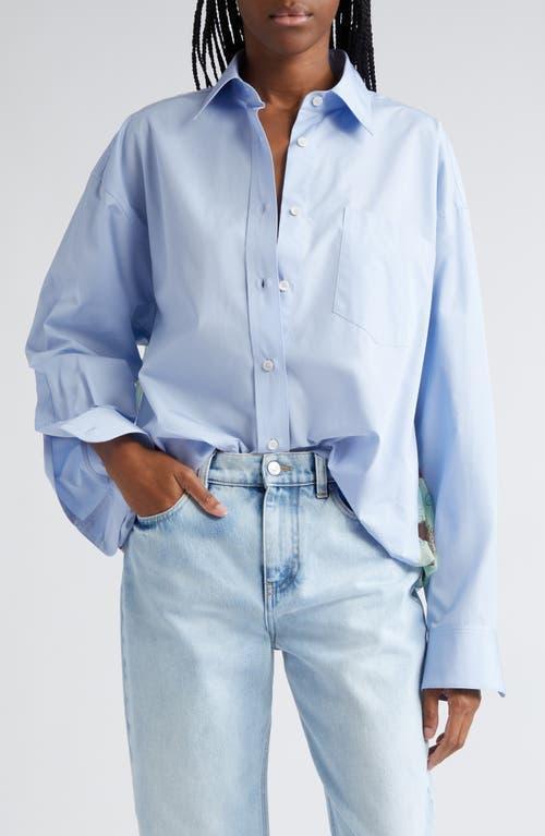 Oversized Button-Front Shirt with Chiffon Back Product Image