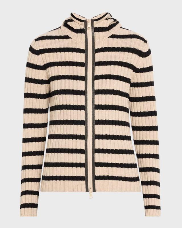 Cashmere Striped Zip-Up Cardigan Product Image