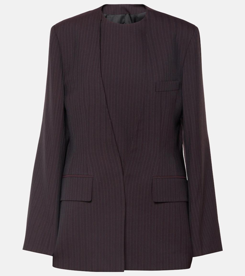 Herringbone Chalk Stripe Blazer In Brown Product Image