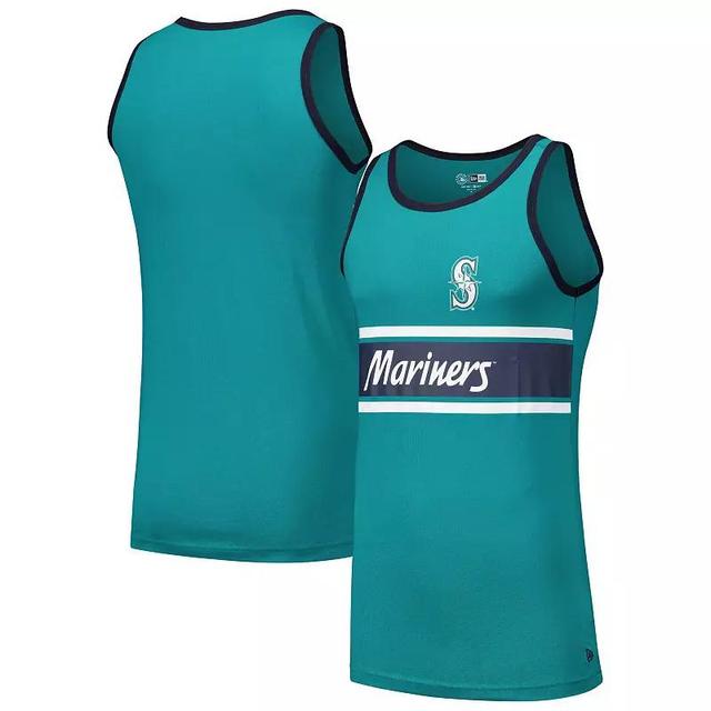 Mens New Era Aqua Seattle Mariners Jersey Ringer Tank Top Turquoise A Product Image