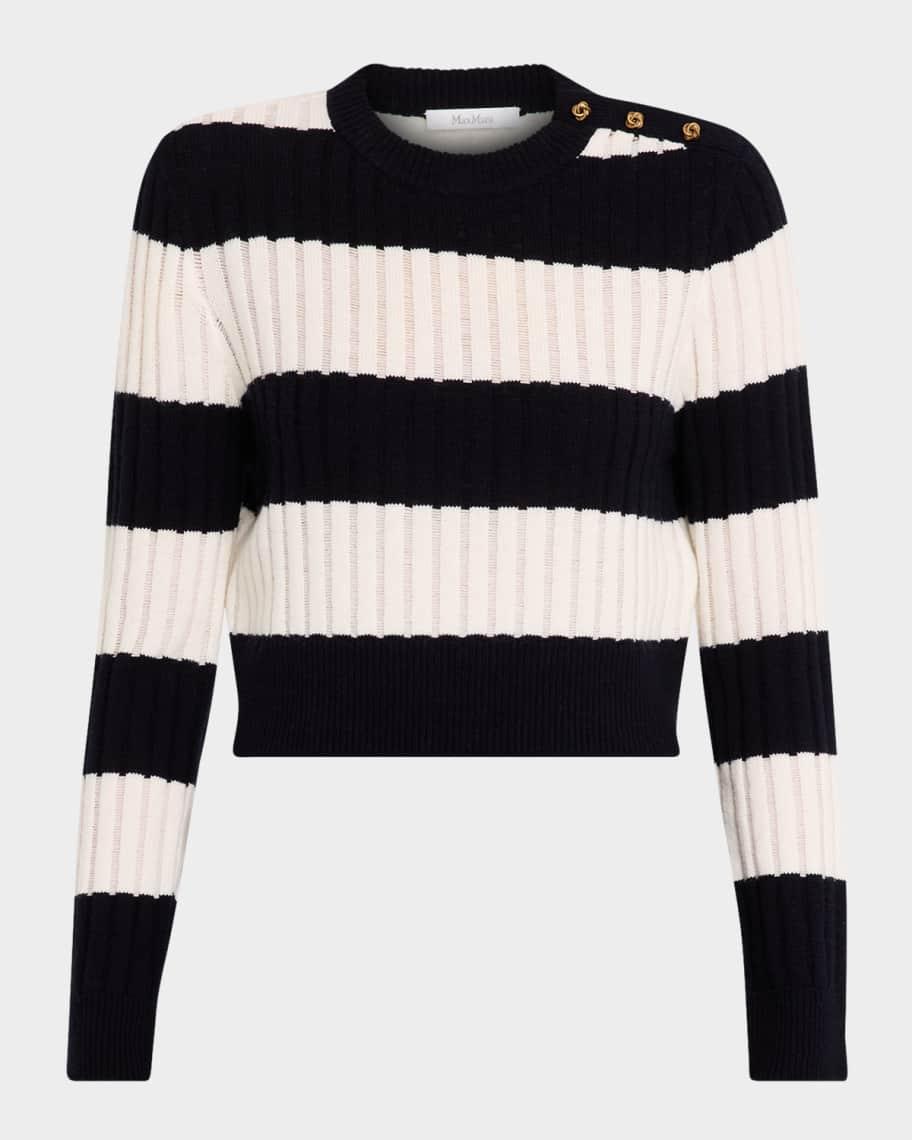 Alfeo Stripe Ribbed Wool Cashmere Crop Sweater Product Image