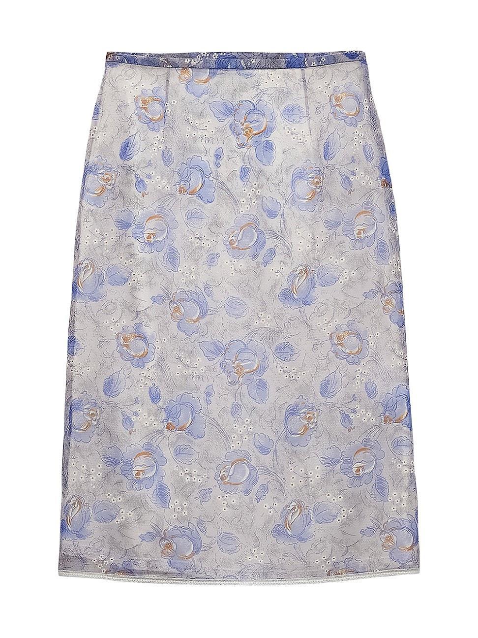 Womens Printed Nylonette Midi-Skirt Product Image