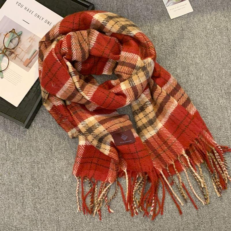 Plaid Fringed Scarf Product Image