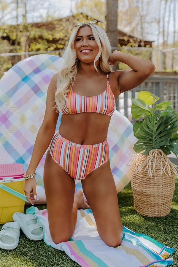 Pina Colada Please Stripe Bikini Top Product Image