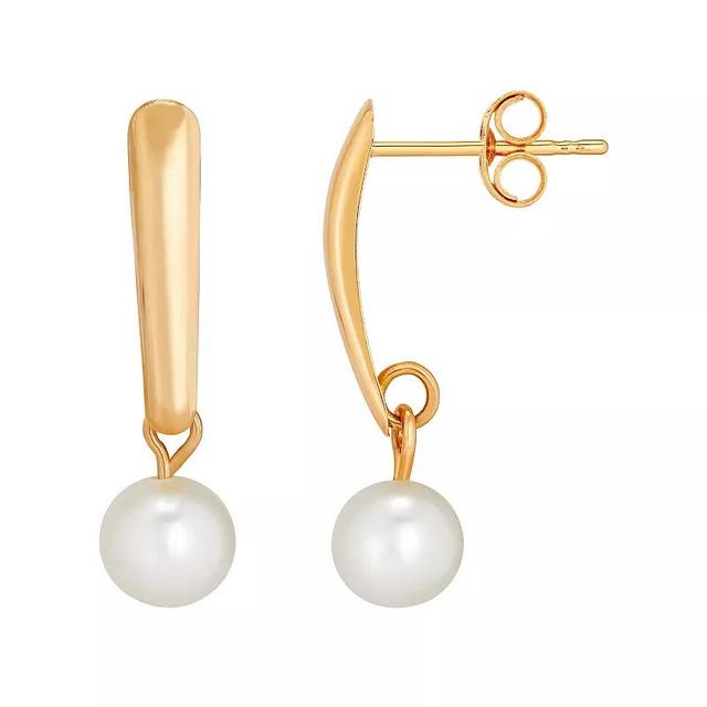 Everlasting Gold 10k Gold Freshwater Cultured Pearl Drop Earrings, Womens Product Image