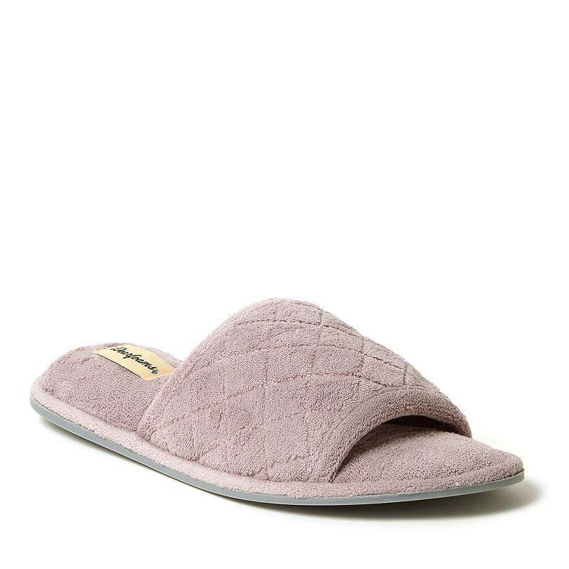 Dearfoams Microfiber Terry Quilted Womens Slide Slippers Frosted Purple Product Image