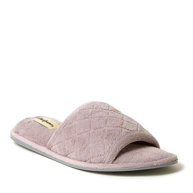 Dearfoams Microfiber Terry Quilted Womens Slide Slippers Frosted Purple Product Image