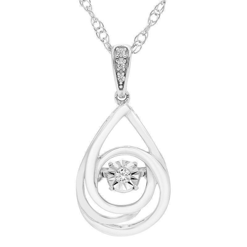 Boston Bay Diamonds Sterling Silver Diamond Accent Teardrop Pendant Necklace, Womens Product Image