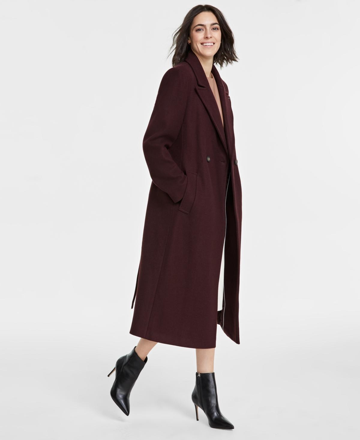 Dkny Womens Notched-Collar Double-Breasted Wrap Coat Product Image