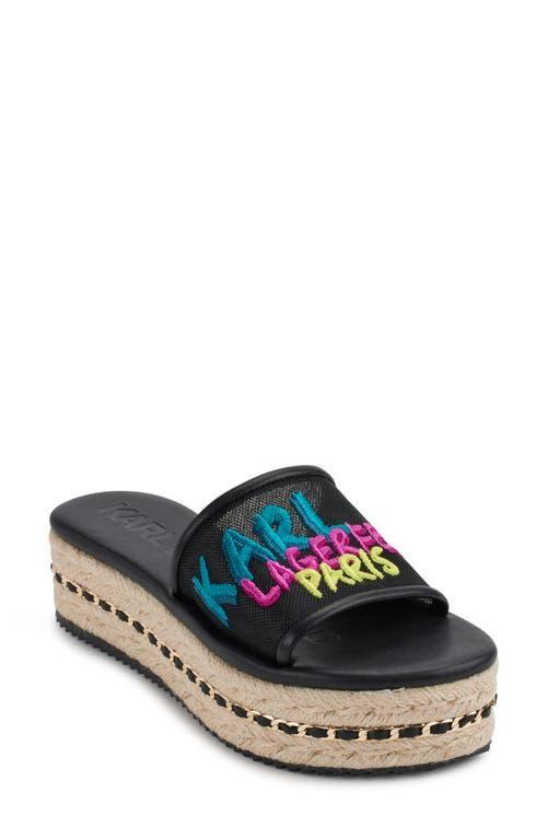 Karl Lagerfeld Paris Kamara Embroidered Platform Slide Sandal Product Image