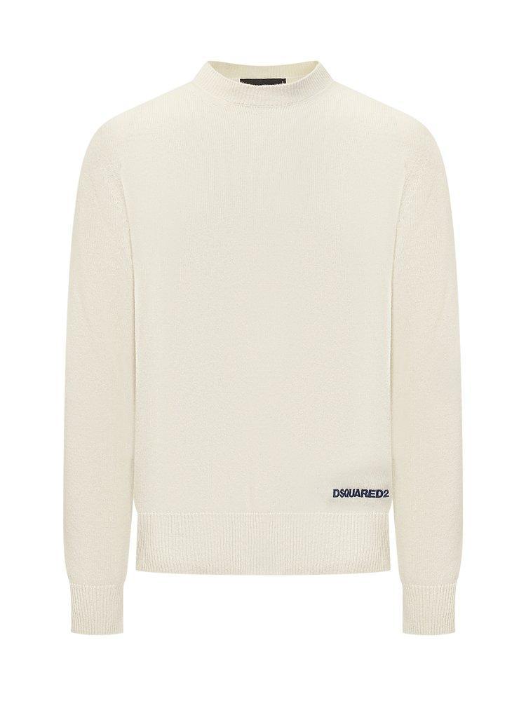 DSQUARED2 Logo Embroidered Crewneck Jumper In White product image