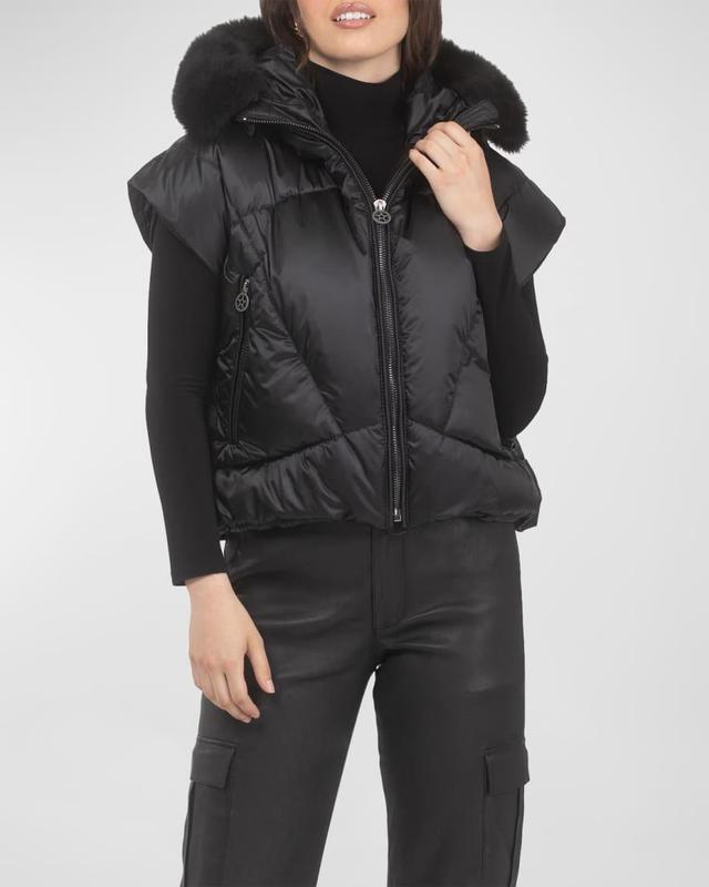 Apres-Ski Vest With Detachable Toscana Lamb Shearling Hood Trim Product Image