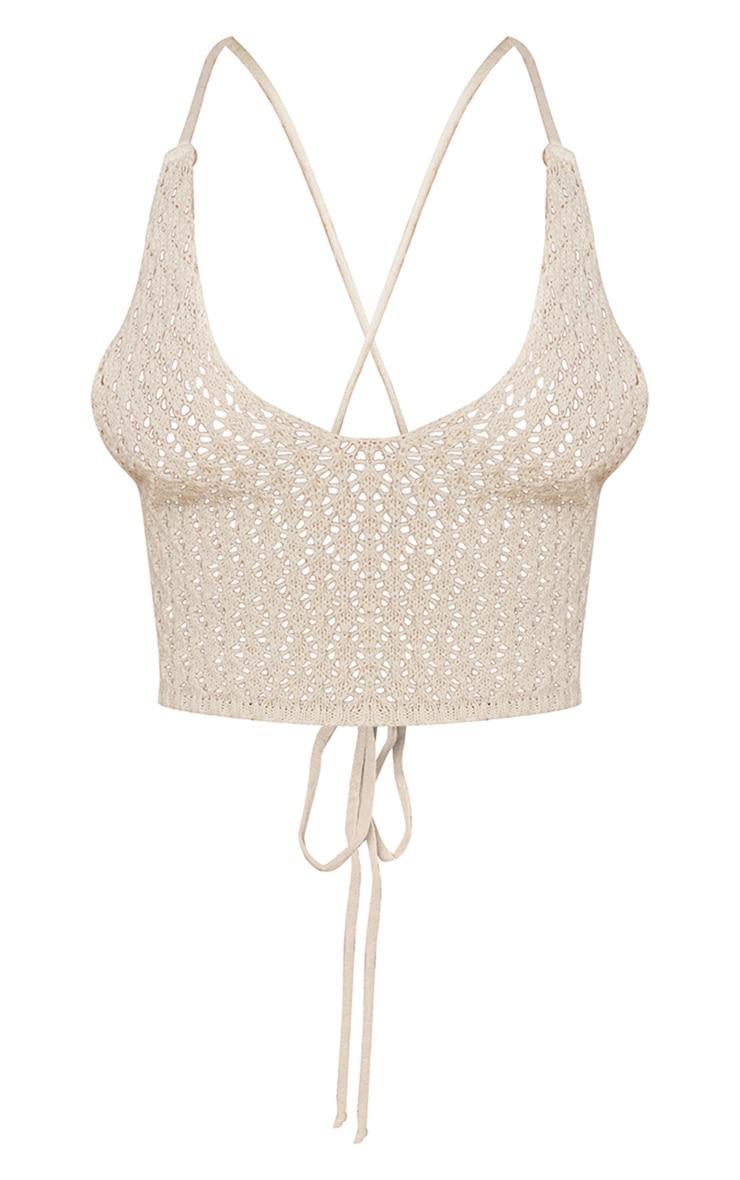 Petite Cream Halterneck Crochet Crop Top Product Image