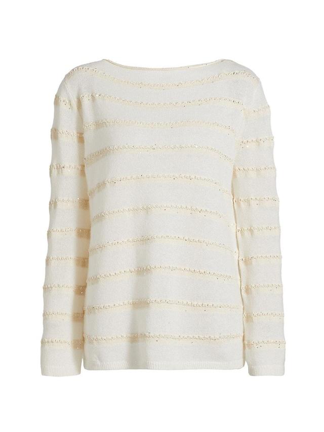 Womens Cashmere Striped Sequin Sweater Product Image