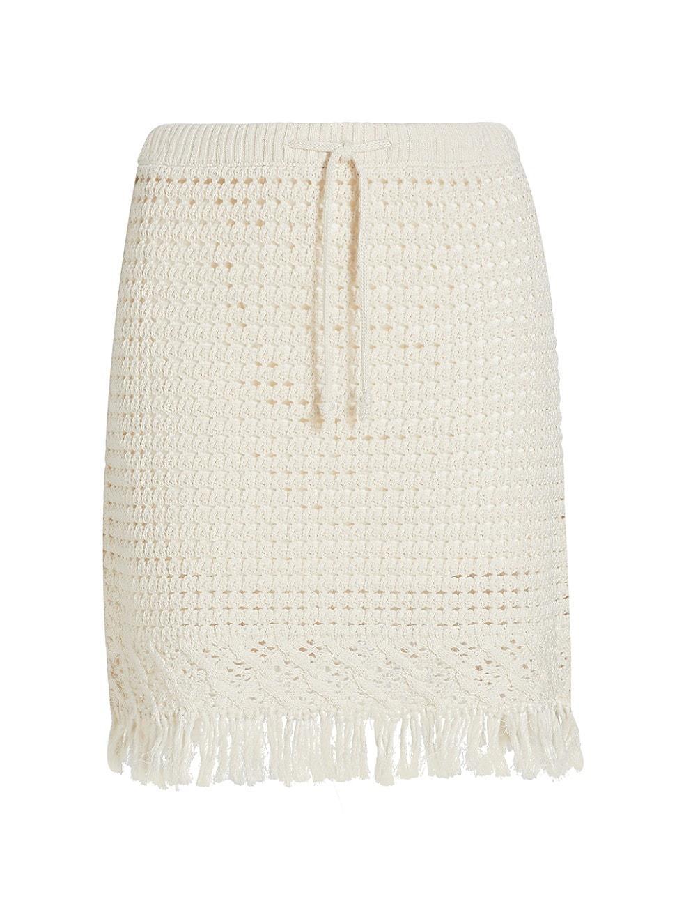 Womens Harlow Drawstring Fringe Miniskirt Product Image