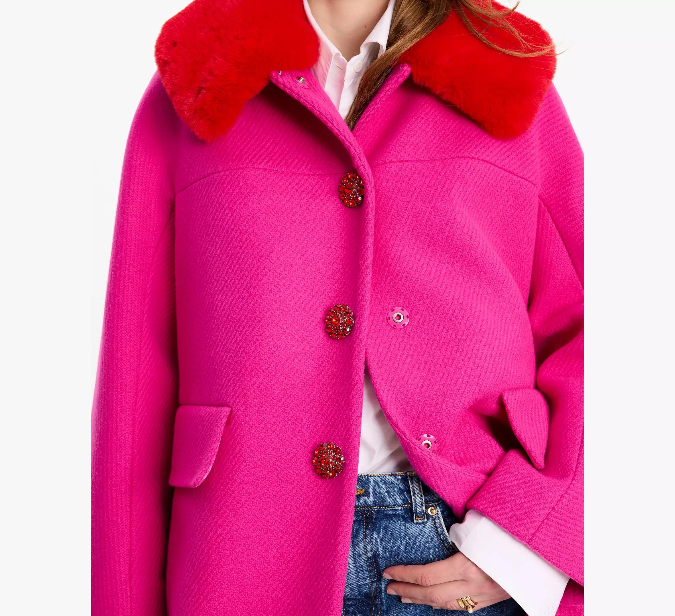 Faux Fur Wool Coat Product Image