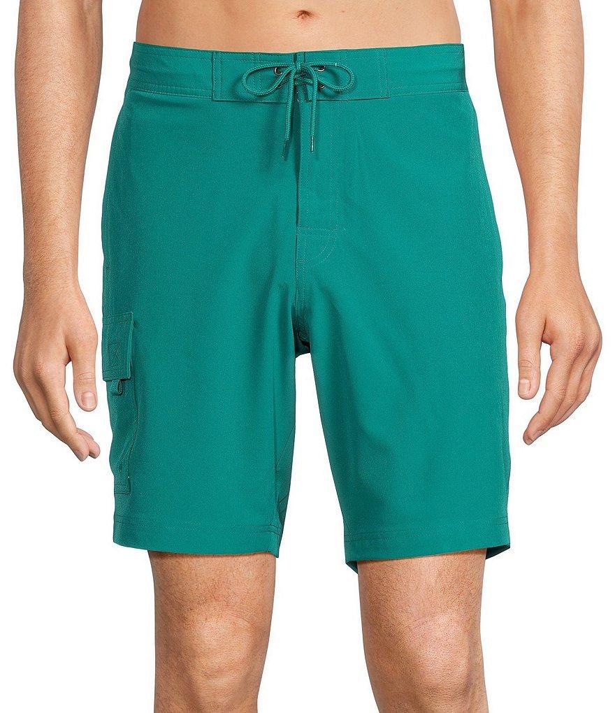 Caribbean Half Elastic Solid Cargo 9#double; Inseam Swim Trunks Product Image