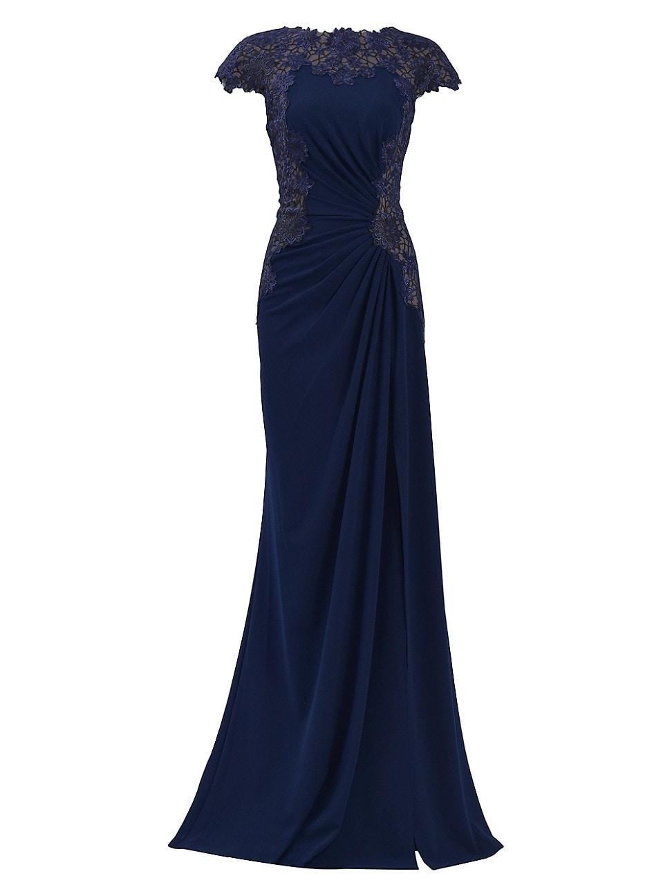 Tadashi Shoji Womens Chelan Embroidered Illusion Gown Product Image