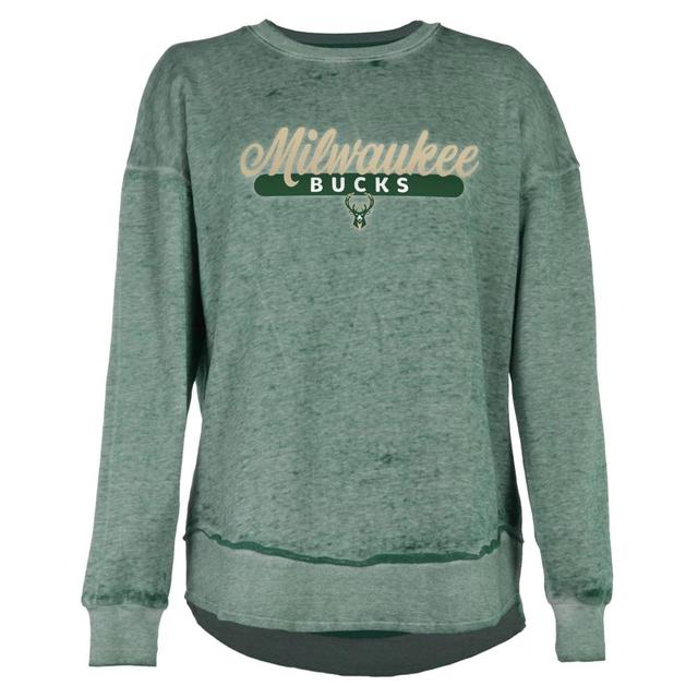 NBA Milwaukee Bucks Womens Burnout Crew Neck Fleece Sweatshirt Product Image