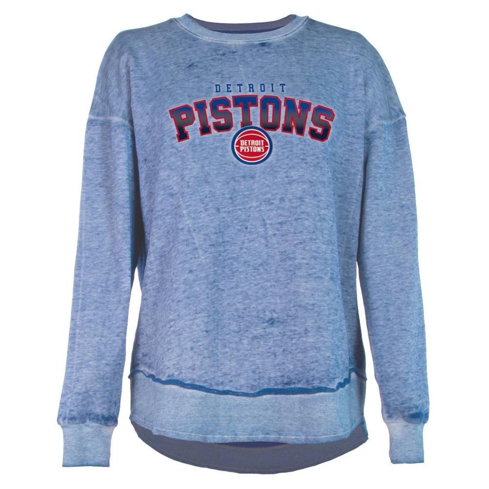 NBA Detroit Pistons Womens Ombre Arch Print Burnout Crew Neck Fleece Sweatshirt Product Image