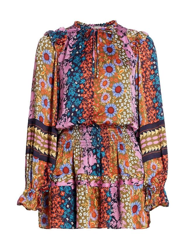 Ramy Brook Makenna Mixed Floral Long Sleeve Minidress Product Image