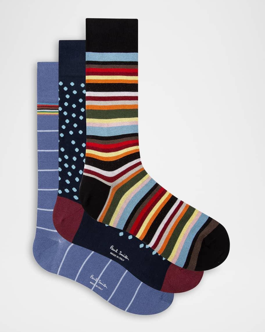 Mens Stripe Dot Stripe 3-Pack Crew Socks Product Image