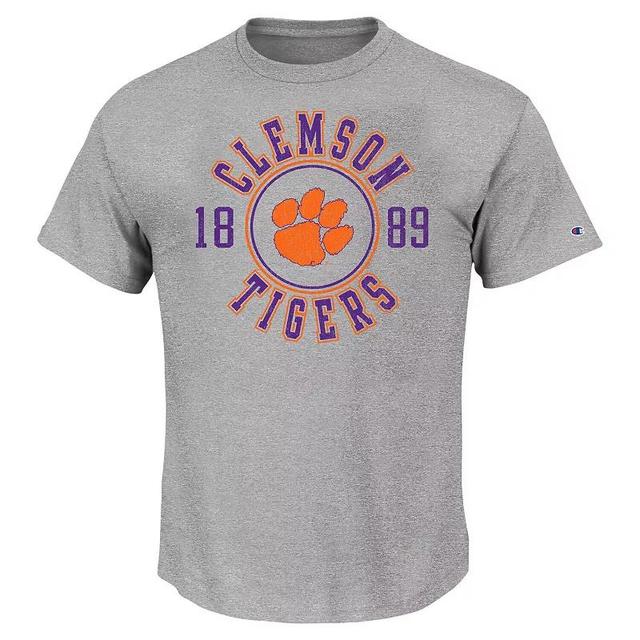 Mens Champion Heather Gray Clemson Tigers Big & Tall Circle Logo T-Shirt Product Image