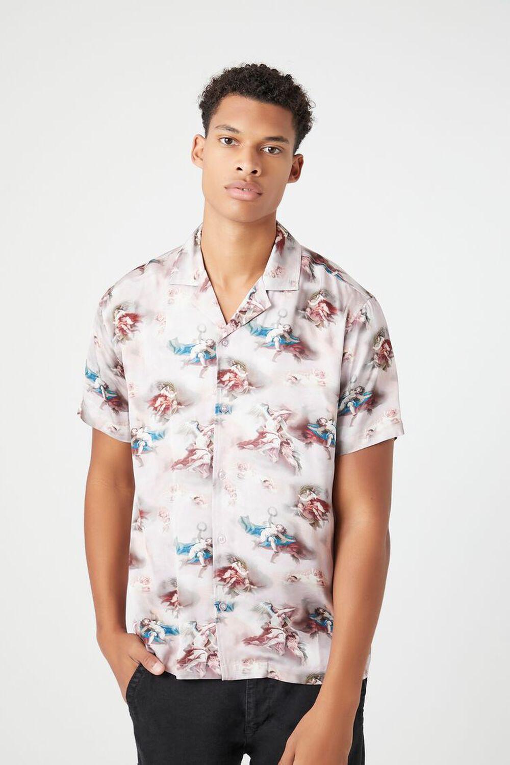 Satin Angel Print Shirt | Forever 21 Product Image