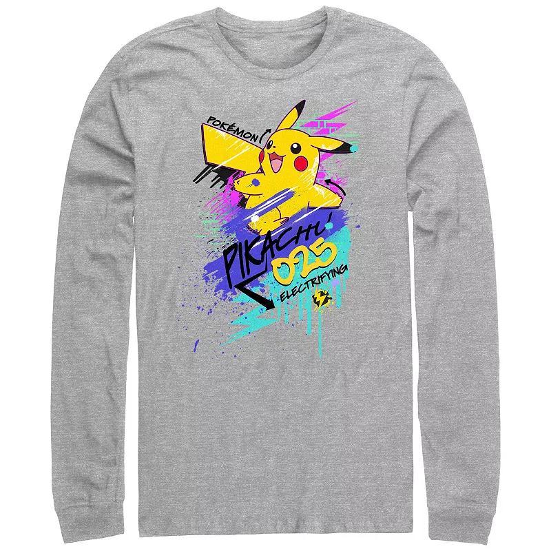 Mens Pokemon Pikachu Graffiti Graphic Tee Athletic Grey Product Image