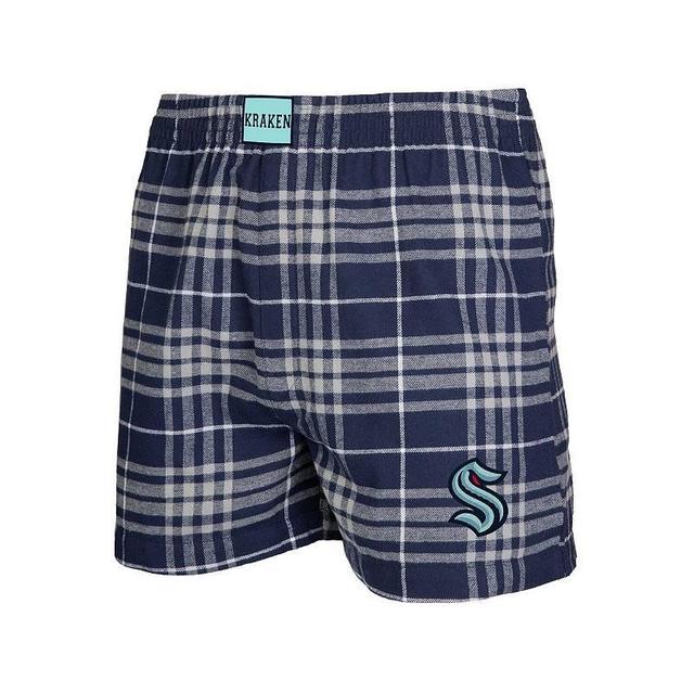 Mens Concepts Sport Navy/Gray Seattle Kraken Concord Flannel Boxers Krk Blue Product Image