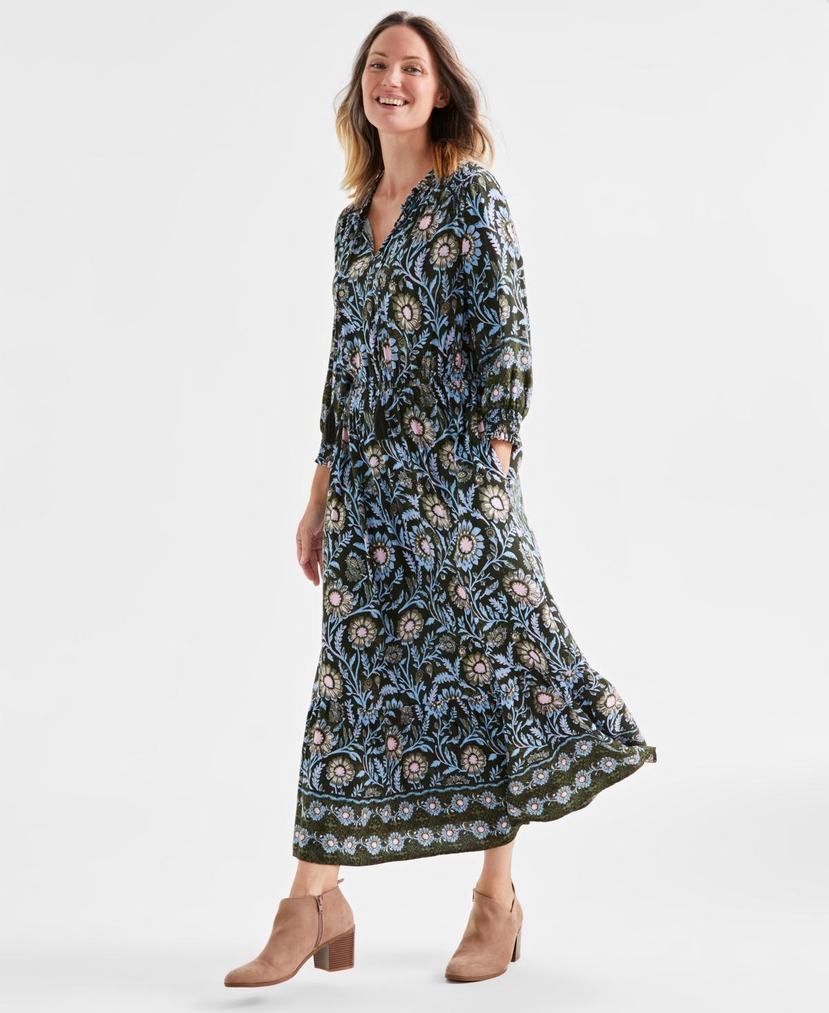 Style & Co Womens Printed Smocked-Waist Maxi Dress, Created for Macys Product Image