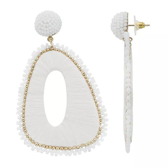 PANNEE BY PANACEA Gold Tone White Raffia Statement Earrings, Womens Product Image