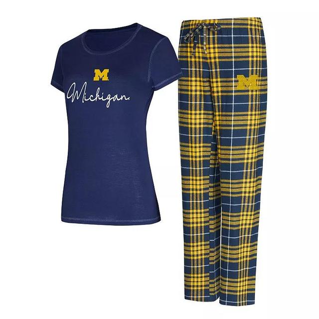 Womens Concepts Sport Michigan Wolverines Vector T-Shirt & Flannel Pants Sleep Set Blue Product Image