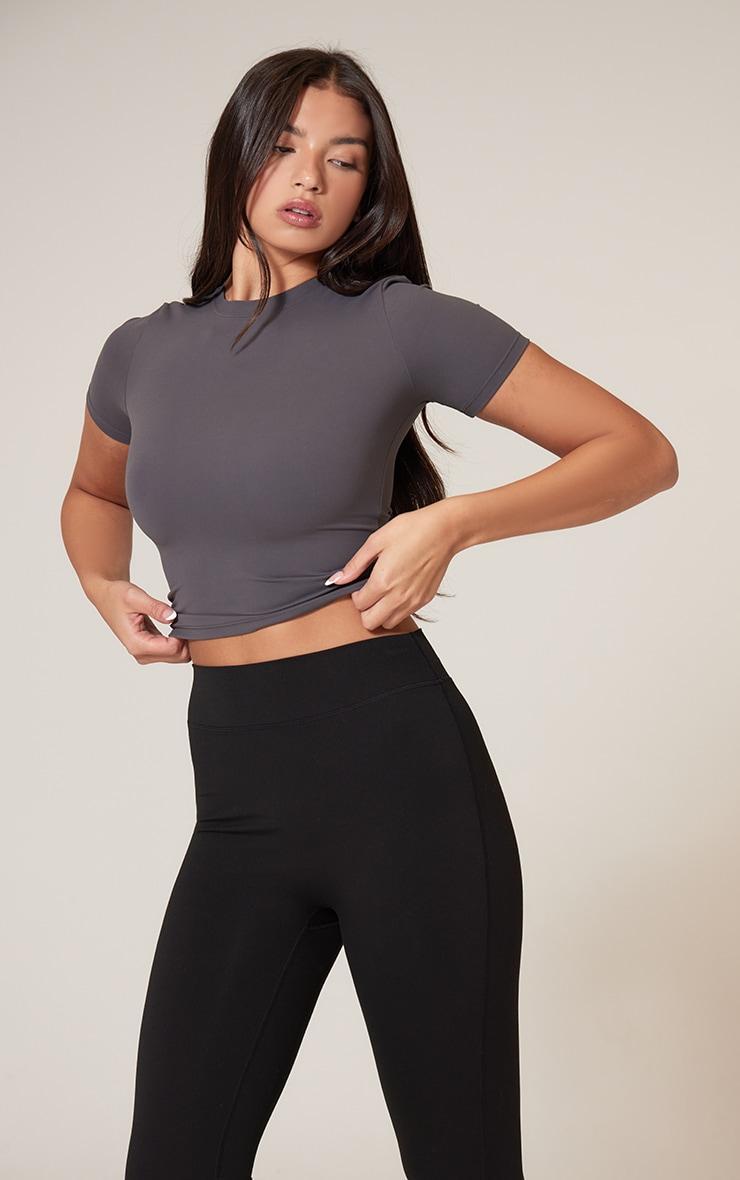 Charcoal Sculpt Longline Short Sleeve Gym Top Product Image