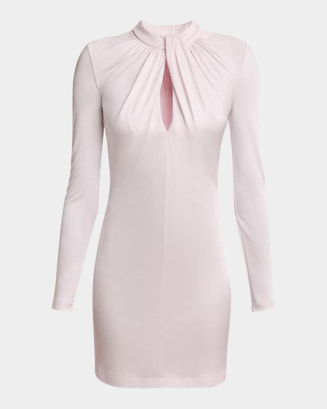 Twisted-Neck Long-Sleeve Mini Dress Product Image