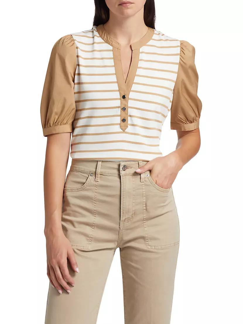 Kellie Striped Puff-Sleeve Top Product Image