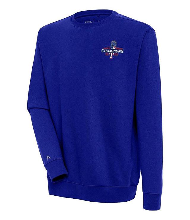 Antigua MLB Texas Rangers 2023 World Series Victory Crew Brushed Back Fleece Sweatshirt Product Image