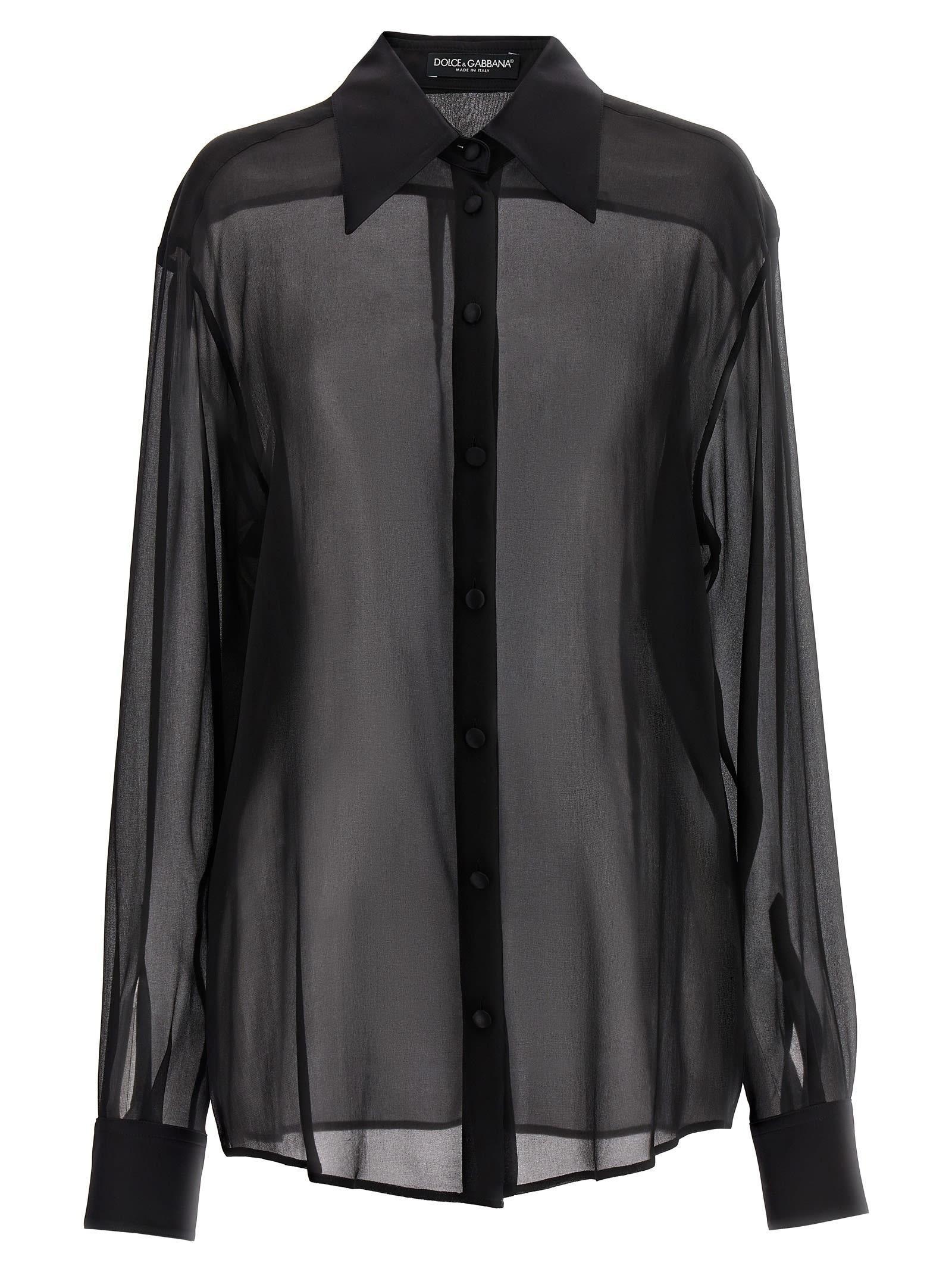 DOLCE & GABBANA Semi-sheer Mesh Shirt In Black Product Image