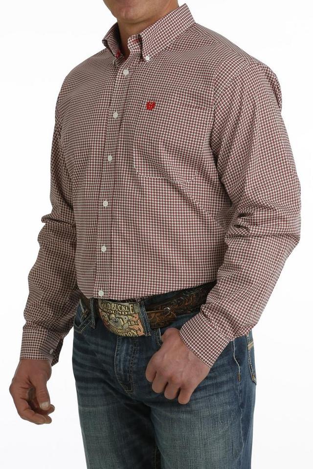 Cinch® Men's L/S Red/White Geo Print Button Shirt Product Image